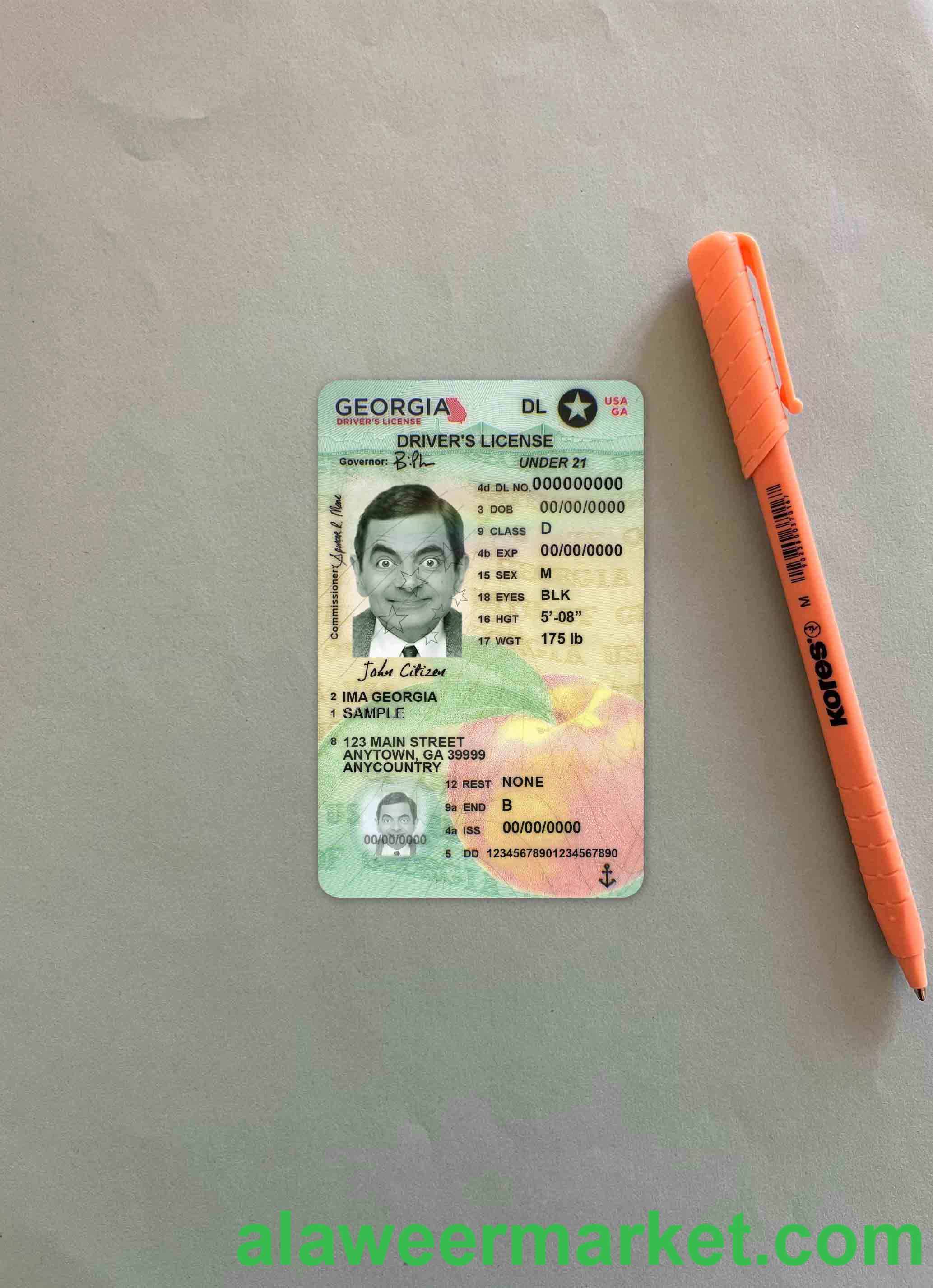 USA Georgia driving license under 21 photolook FRONT